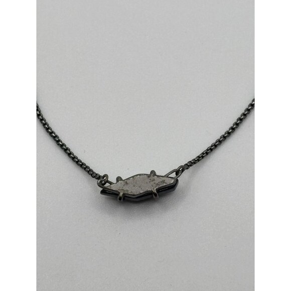 Kendra Scott Gunmetal Chain Necklace With Black Iridescent Stone Pendant - Picture 4 of 6